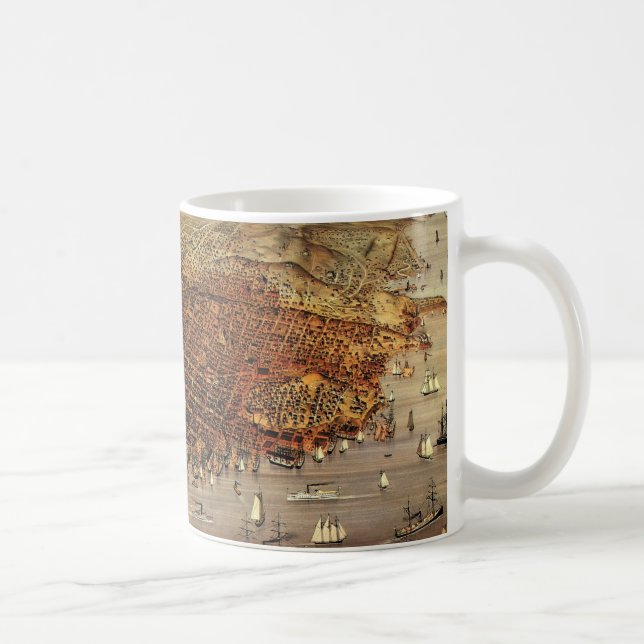 Caneca De Café Mapa Aéreo Antiquado de São Francisco, Califórnia (Direita)