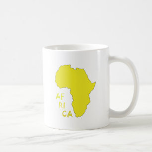 Caneca De Café Mapa Africano Amarelo Funky