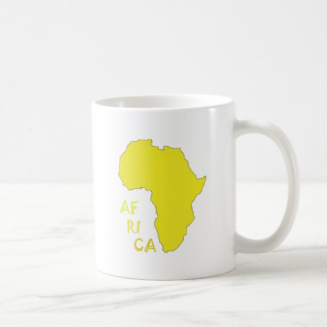 Caneca De Café Mapa Africano Amarelo Funky (Direita)