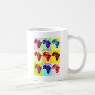 Caneca De Café Mapa Africano Colorido e Encantador com Design de 