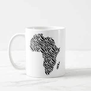 Caneca De Café Mapa Africano do Orgulho Zebra Padrão