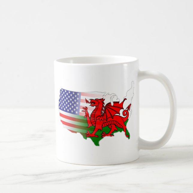 Caneca De Café Mapa Americano de Bandeiras do País de Gales (Direita)