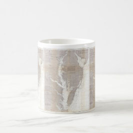 Caneca De Café Mapa Antigo da Baía de Chesapeake (1866)