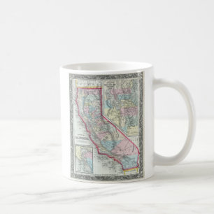 Caneca De Café Mapa Antigo da Califórnia (1860)
