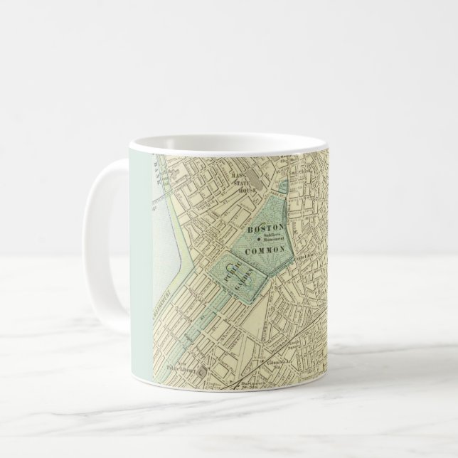 Caneca De Café Mapa Antigo da Rua de Boston (Frente Esquerda)