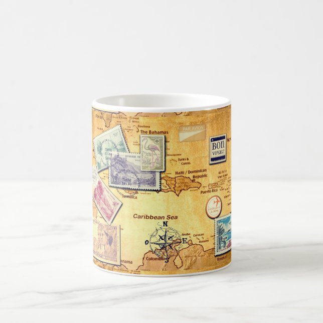 Caneca De Café mapa antigo das Caraíbas (Centro)