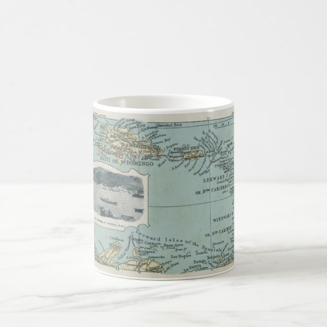Caneca De Café Mapa Antigo das Ilhas do Caribe (Centro)