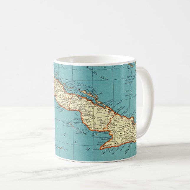 Caneca De Café Mapa Antigo de Cuba  (Frente Esquerda)