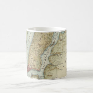 Caneca De Café Mapa Antigo de Nova York (1869)