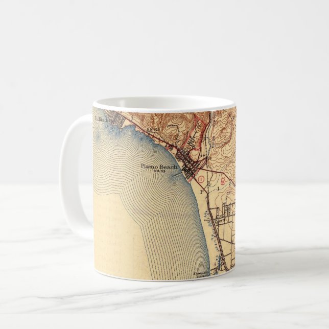 Caneca De Café Mapa Antigo de Pismo Beach (Frente Esquerda)