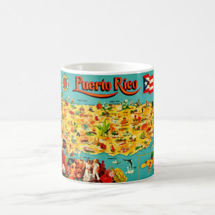 Caneca De Café Mapa Antigo de Porto Rico 