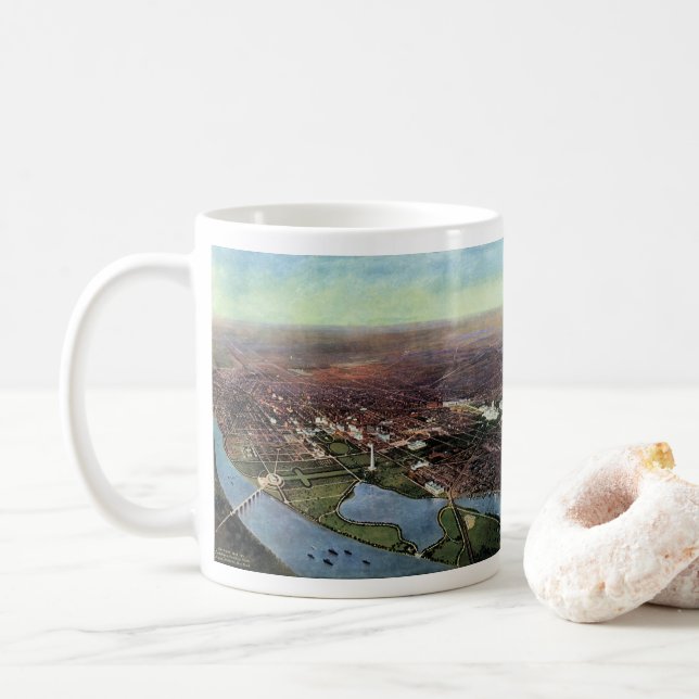 Caneca De Café Mapa antigo de Washington DC e do Rio Potomac (Com Donut)