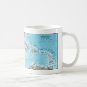 Caneca De Café Mapa Antigo do Caribe - EUA