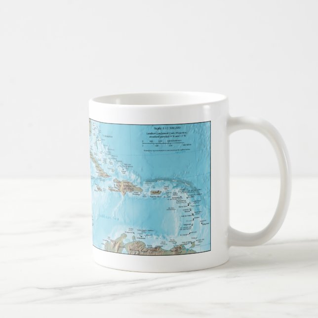 Caneca De Café Mapa Antigo do Caribe - EUA (Direita)