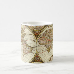 Caneca De Café Mapa Antigo do Mundo Antigo por Frederick de Wit, 