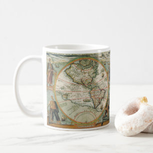 Caneca De Café Mapa Antigo do Novo Mundo das Américas, Theodor de
