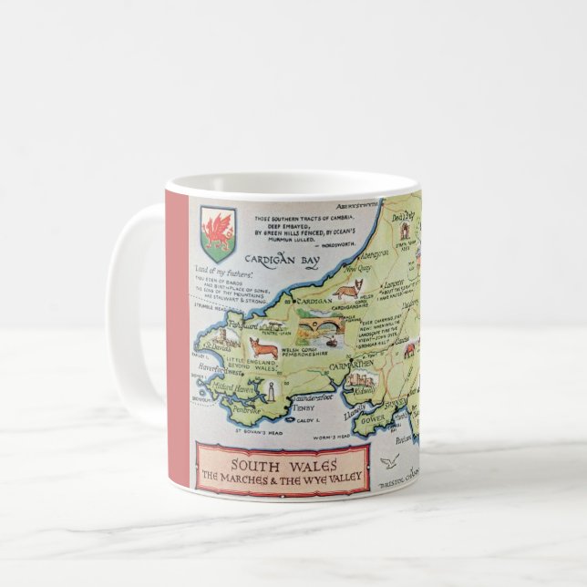Caneca De Café Mapa antigo do País de Gales do Sul (Frente Esquerda)