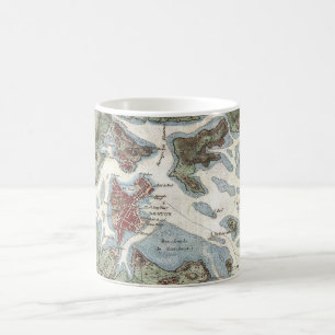 Caneca De Café Mapa Antigo do Porto de Boston (1807)