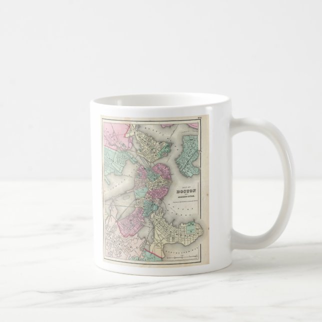 Caneca De Café Mapa Antigo do Porto de Boston (1857) (Direita)