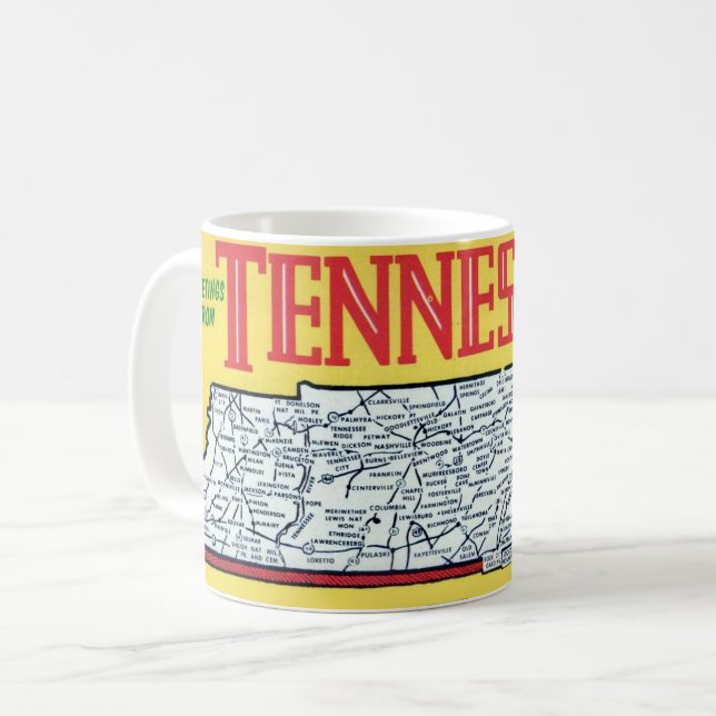 Caneca De Café Mapa Antigo do Tennessee (Frente Esquerda)
