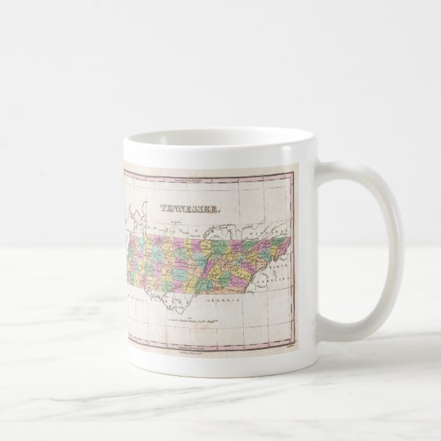Caneca De Café Mapa Antigo do Tennessee (1827) (Direita)