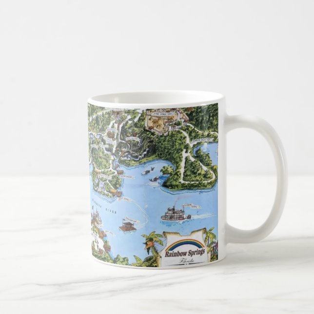 Caneca De Café Mapa Antigo Rainbow Springs Flórida (Direita)