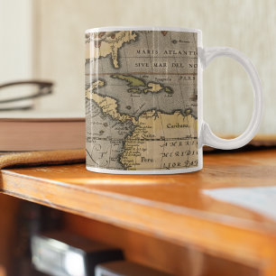 Caneca De Café Mapa Antiquado das Américas