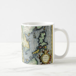 Caneca De Café Mapa Asiático Antiquado do Século 17, Mercador /