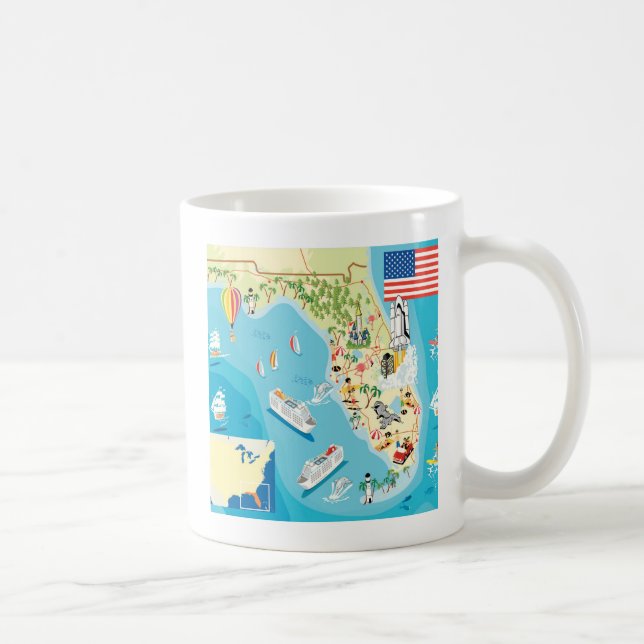 Caneca De Café Mapa bonito de Florida dos miúdos (Direita)