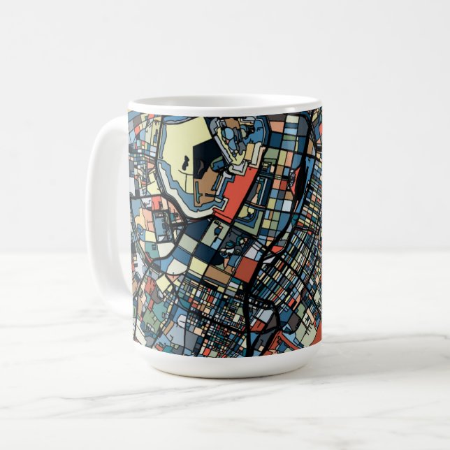 Caneca De Café Mapa colorido de Tokyo (Frente Esquerda)