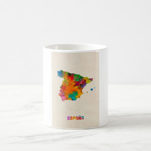 Caneca De Café Mapa da aguarela da espanha