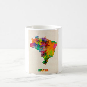 Caneca De Café Mapa da aguarela de Brasil