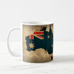 Caneca de Café - Mapa da Austrália Com Bandeira
