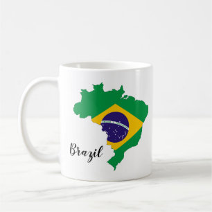 Caneca De Café Mapa da bandeira de Brasil
