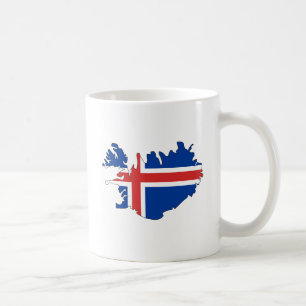 Caneca De Café Mapa da bandeira de Islândia sem redução