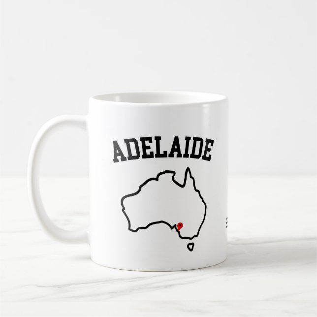 Caneca De Café Mapa da cidade de Adelaide - Ano Personalizado (Esquerda)