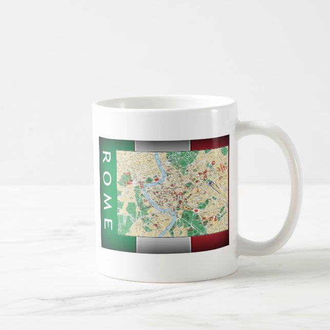 Caneca De Café Mapa da cidade de Roma (Direita)