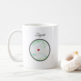 Caneca De Café Mapa da cidade de Zagreb Croácia pintada à mão em 
