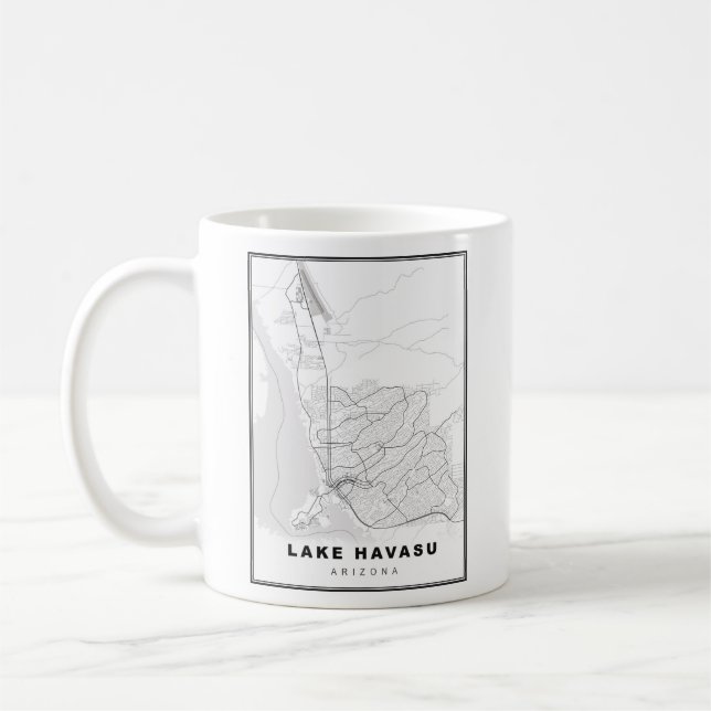 Caneca De Café Mapa da Cidade do Lago Havasu (Esquerda)