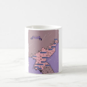Caneca De Café Mapa da Coreia do Norte