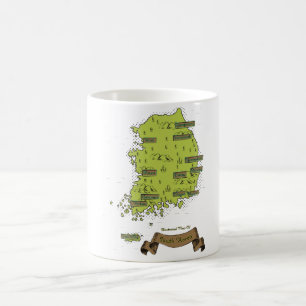 Caneca De Café Mapa da Coreia do Sul