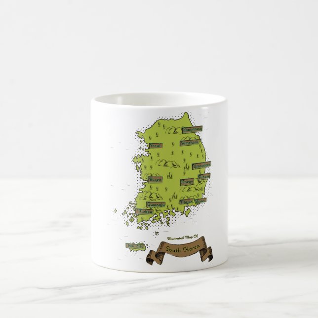 Caneca De Café Mapa da Coreia do Sul (Centro)