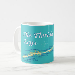 Caneca De Café Mapa da Florida Keys com nomes de ilhas