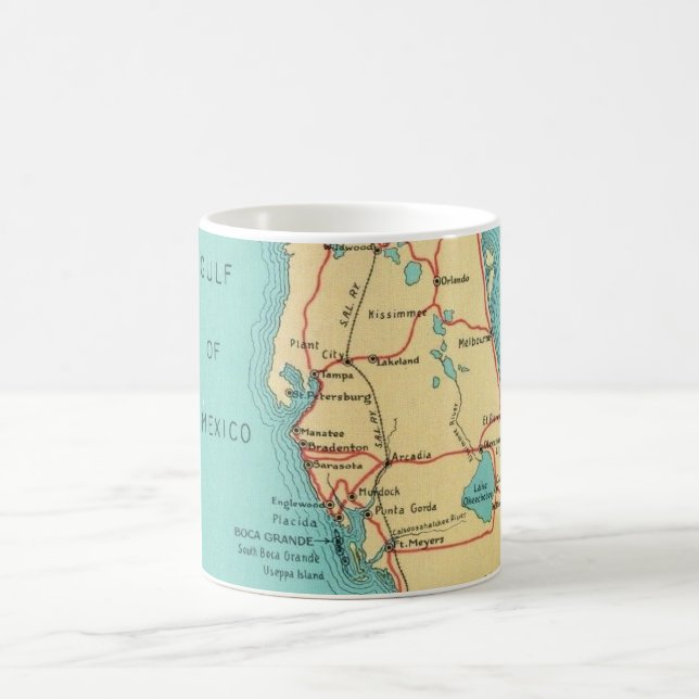 Caneca De Café Mapa da Ilha Useppa Boca Grande na Flórida (Centro)