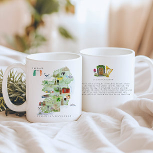Caneca De Café Mapa da Irlanda Ilustrado à Aguarela   Monograma