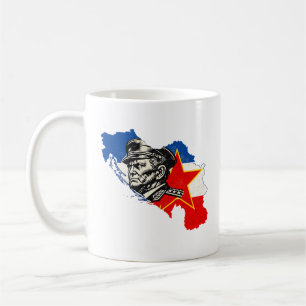 Caneca De Café Mapa da Iugoslávia SFRY Tito Xilogravura Vintage