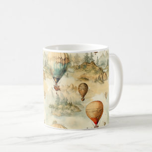 Caneca De Café Mapa da Montanha de Balão de Ar Quente Caprichoso