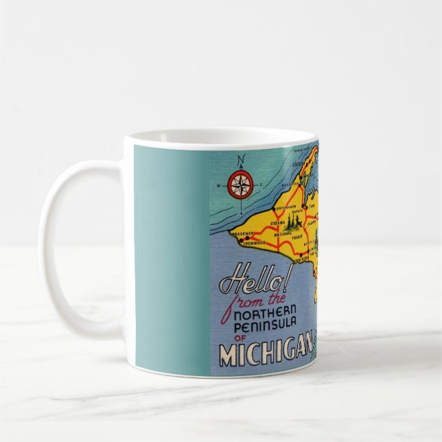 Caneca De Café Mapa da Península Norte de Michigan (Esquerda)