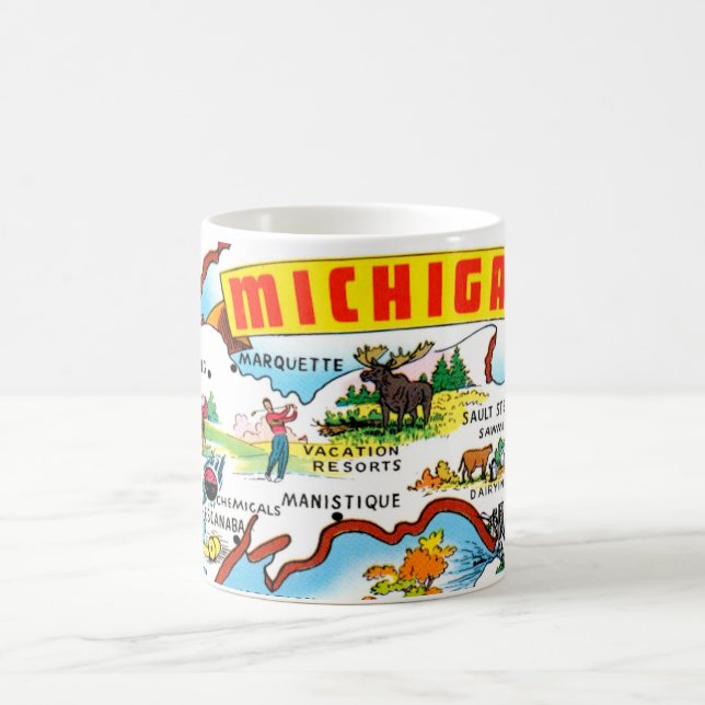 Caneca De Café Mapa da Península Superior do Michigan (Centro)