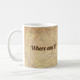 Caneca De Café Mapa da Vintagem de Linhas Ferroviárias com Texto 